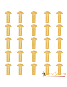 Pack of 25 mushroom head brass rivets (8 mm.)