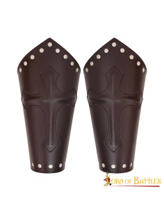 Medieval leather bracers symbol of the Holy Cross