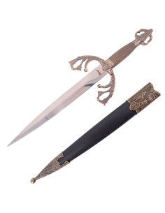 Tizona del Cid medieval dagger with sheath, bronze finish