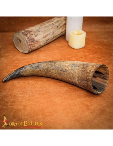Medieval ox drinking horn made by hand