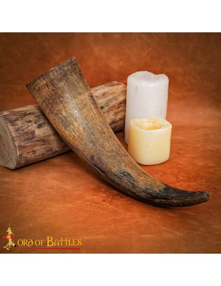 Medieval ox drinking horn made by hand