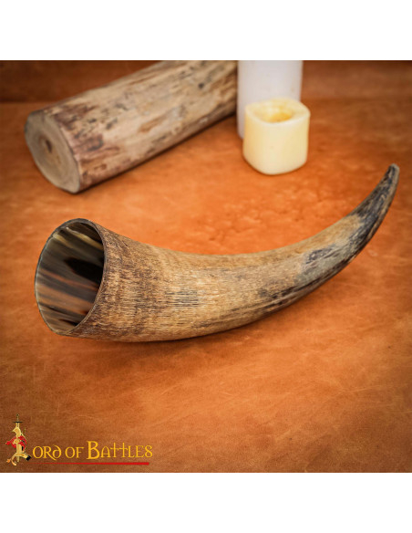 Medieval ox drinking horn made by hand
