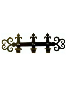 Medieval wrought iron hanger with 3 hooks (60x18 cms.) -...
