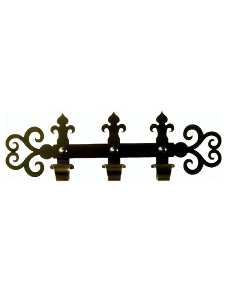 Medieval wrought iron hanger with 3...
