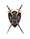 Masonic Panoply with 2 swords and shield, silver finish