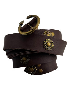 Medieval brown leather fantasy flower belt (190 cm.)