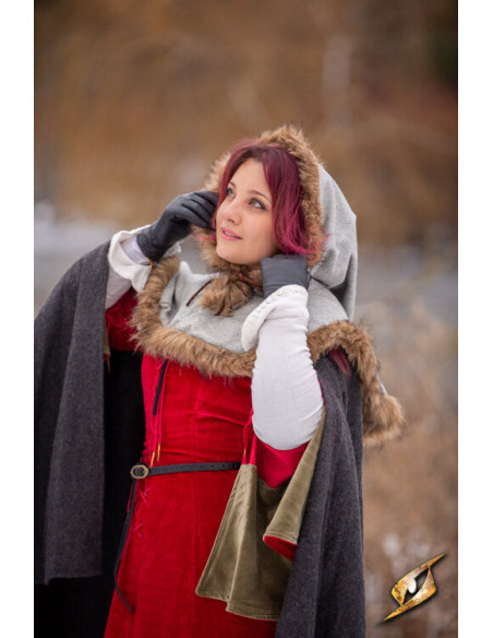 Medieval Fimbul hood in wool - Gray