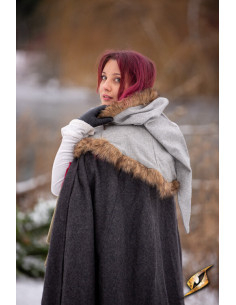 Medieval Fimbul hood in wool - Gray 2