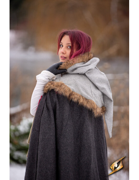 Medieval Fimbul hood in wool - Gray