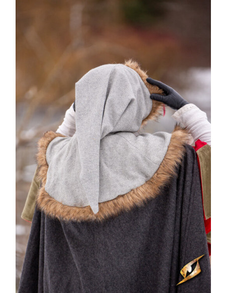 Medieval Fimbul hood in wool - Gray
