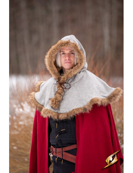 Medieval Fimbul hood in wool - Gray