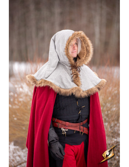 Medieval Fimbul hood in wool - Gray