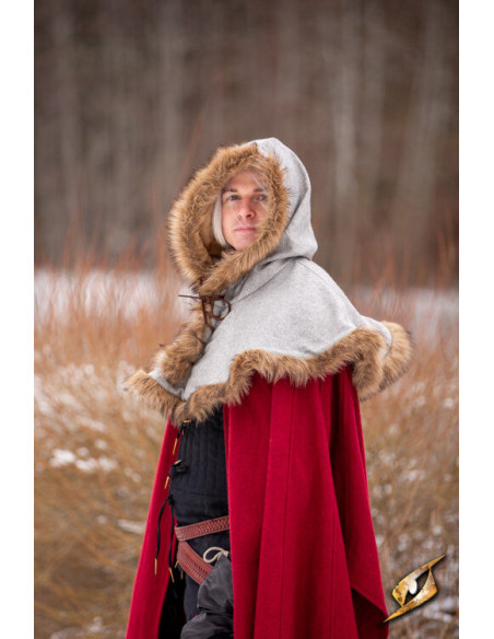 Medieval Fimbul hood in wool - Gray