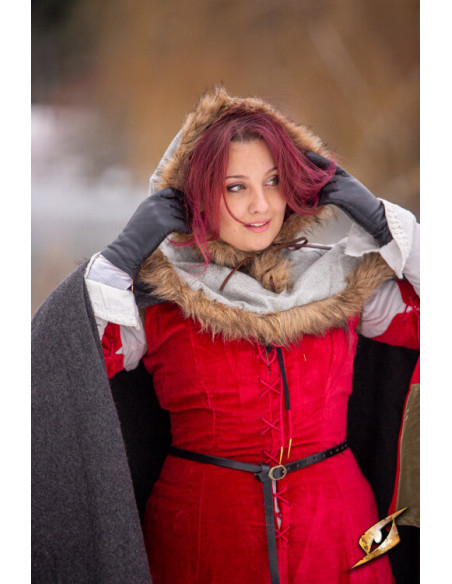 Medieval Fimbul hood in wool - Gray