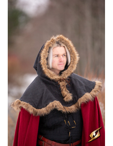 Medieval Fimbul hood in wool - Black