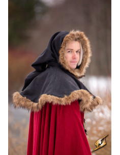 Medieval Fimbul hood in wool - Black 2