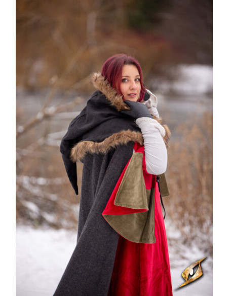 Medieval Fimbul hood in wool - Black