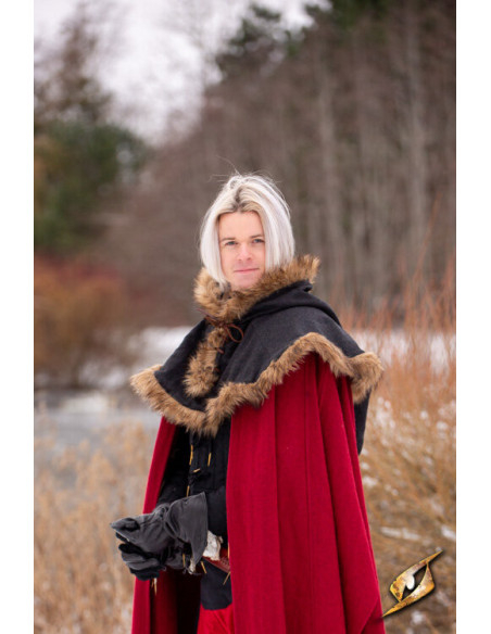 Medieval Fimbul hood in wool - Black