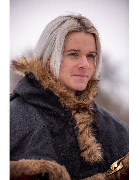 Medieval Fimbul hood in wool - Black