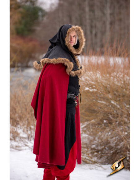 Medieval Fimbul hood in wool - Black