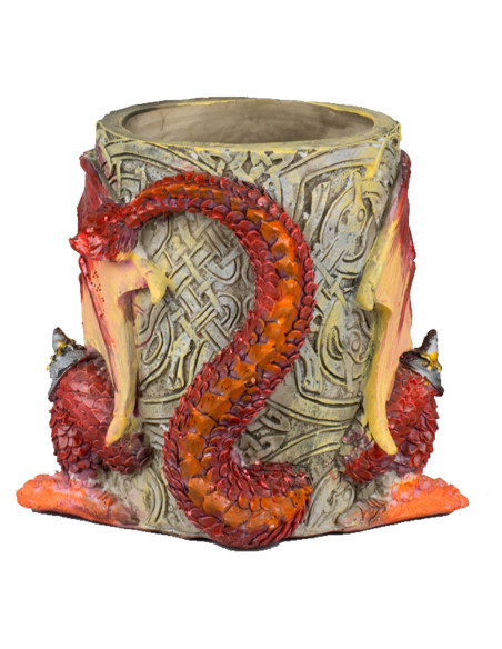 Medieval Red Dragon pencil holder