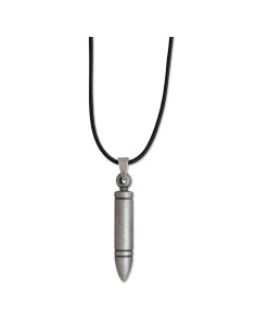 Blued gray bullet pendant with cord