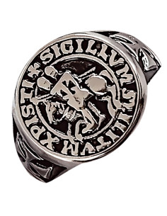 Knights Templar ring in steel
