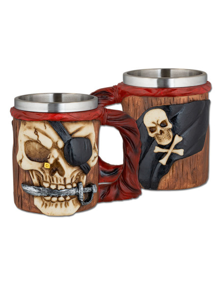 Ornate pirate skull mug (11.5 cm.)