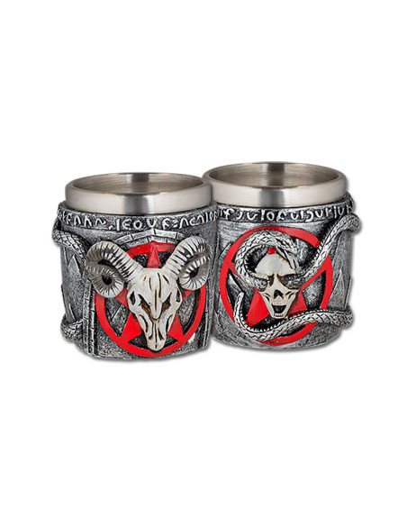 Medieval gothic ram skull shot glass...