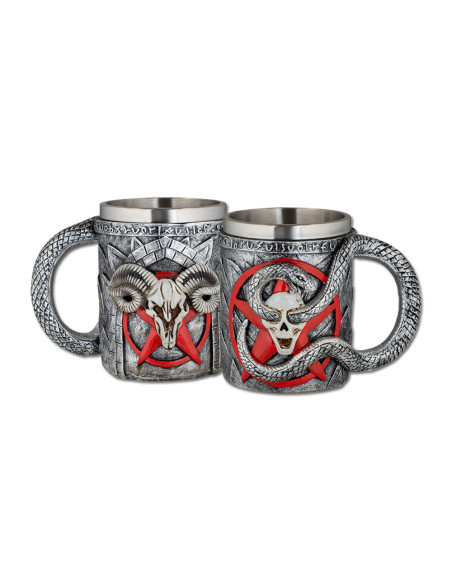 Medieval demonic gothic ram skull mug...