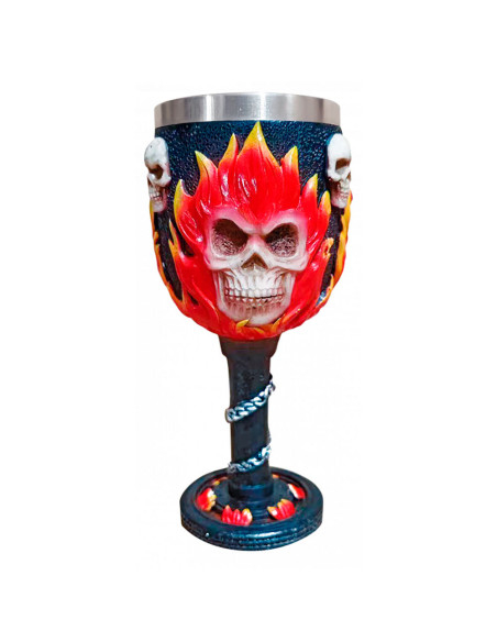 Gothic Flaming Skull Cup (18.5 cm.)