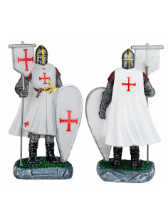 Templar knight miniature with banner and shield (18 cm.)