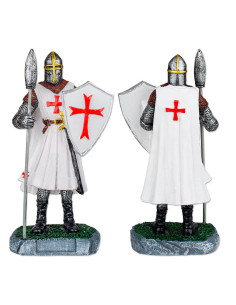 Templar knight miniature with shield and spear (18 cm.)