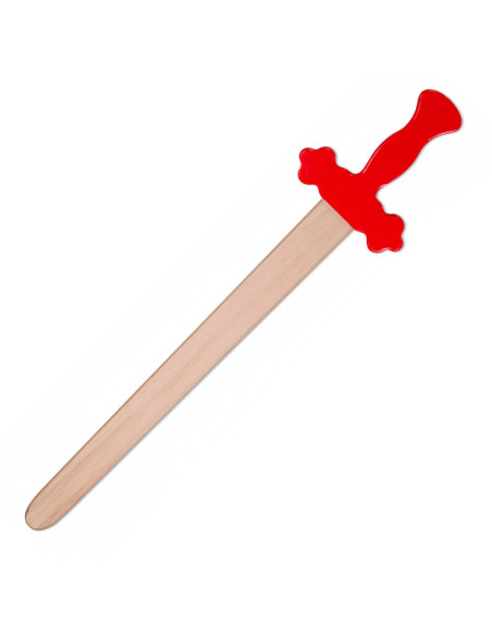 Wooden sword with red handle for...