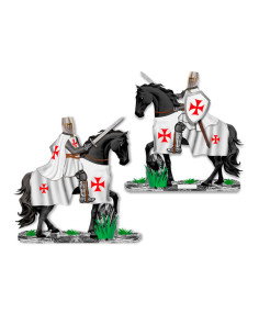 Templar knight on horseback with sword (8 cm.)