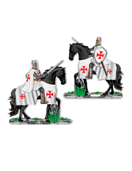 Templar knight on horseback with...