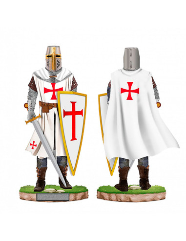 Templar knight miniature with helmet, shield and sword (18 cm.)