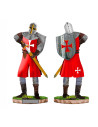 Miniature red templar knight with helmet, shield and sword (12 cm.)