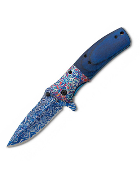 Albainox 3D blue Damascus pocket knife