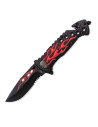 Red flaming skull rescue knife (20 cm.)