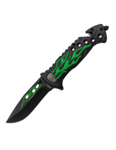 Green flaming skull rescue knife (20 cm.)