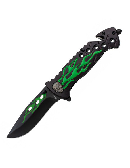 Green flaming skull rescue knife (20... Green flaming skull rescue knife (20...