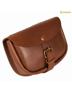 Simple brown leather medieval bag
