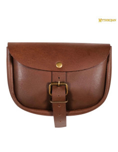 Simple brown leather medieval bag 2