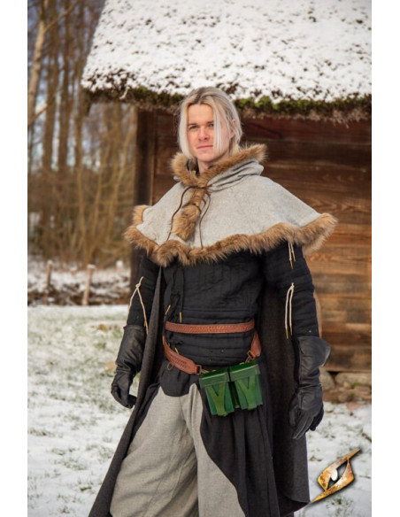 Medieval red rigid leather belt bag