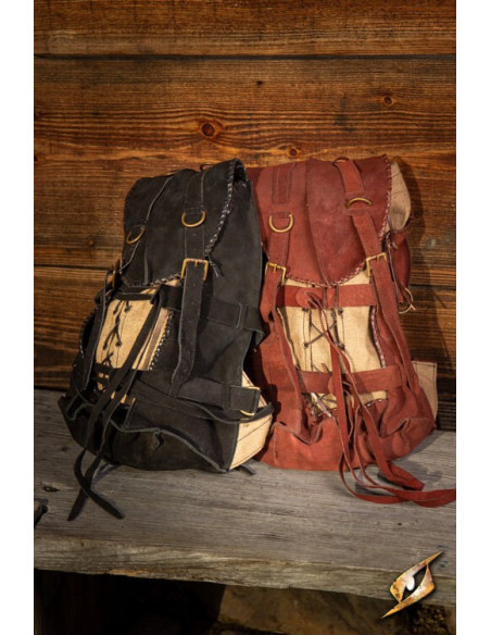 Medieval Adventurer's backpack, suede