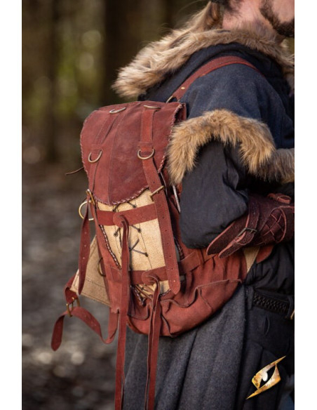 Medieval Adventurer's backpack, suede