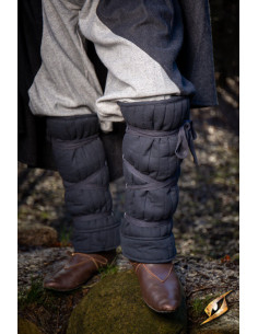 Medieval padded greaves, black
