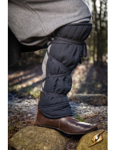 Medieval padded greaves, black 2