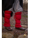 Medieval padded greaves, red